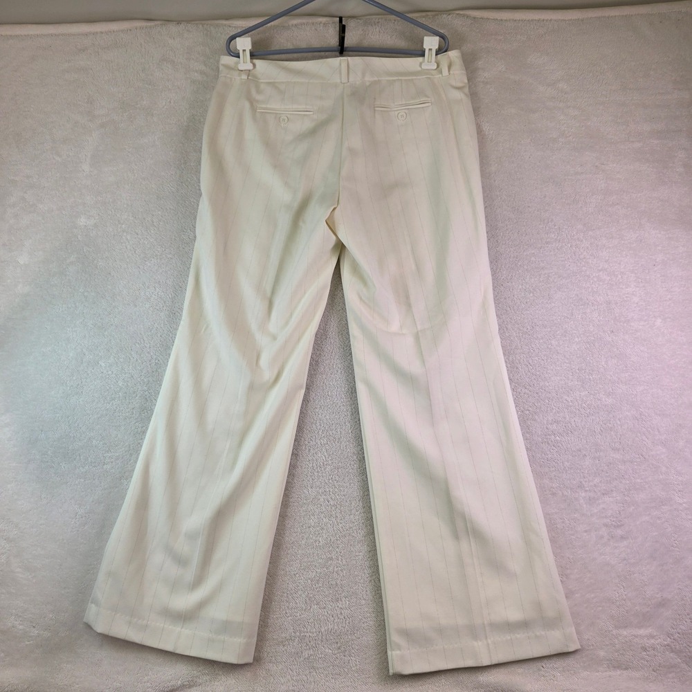 New York & Company Stretch Pinstripe Wide Leg Pants White Silver Metallic 14 A - Picture 4 of 8